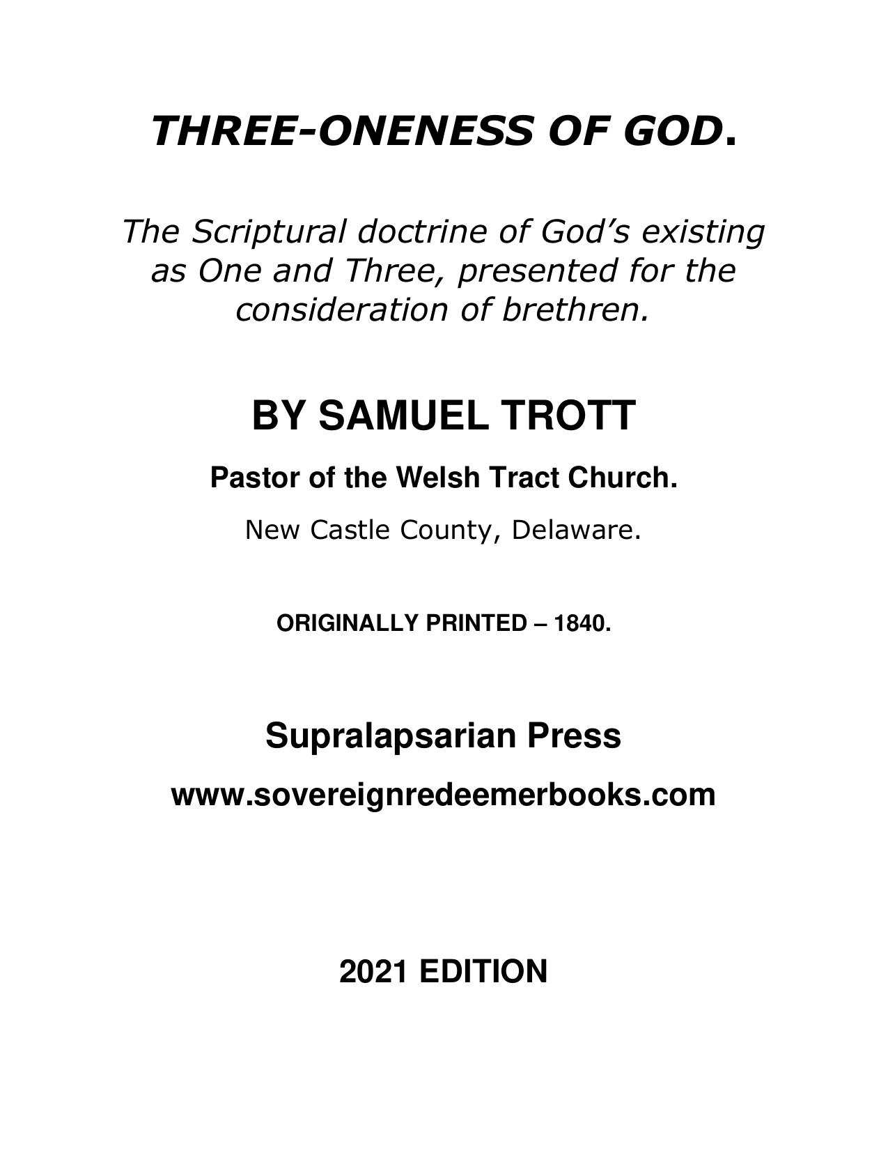 Three Oneness of God