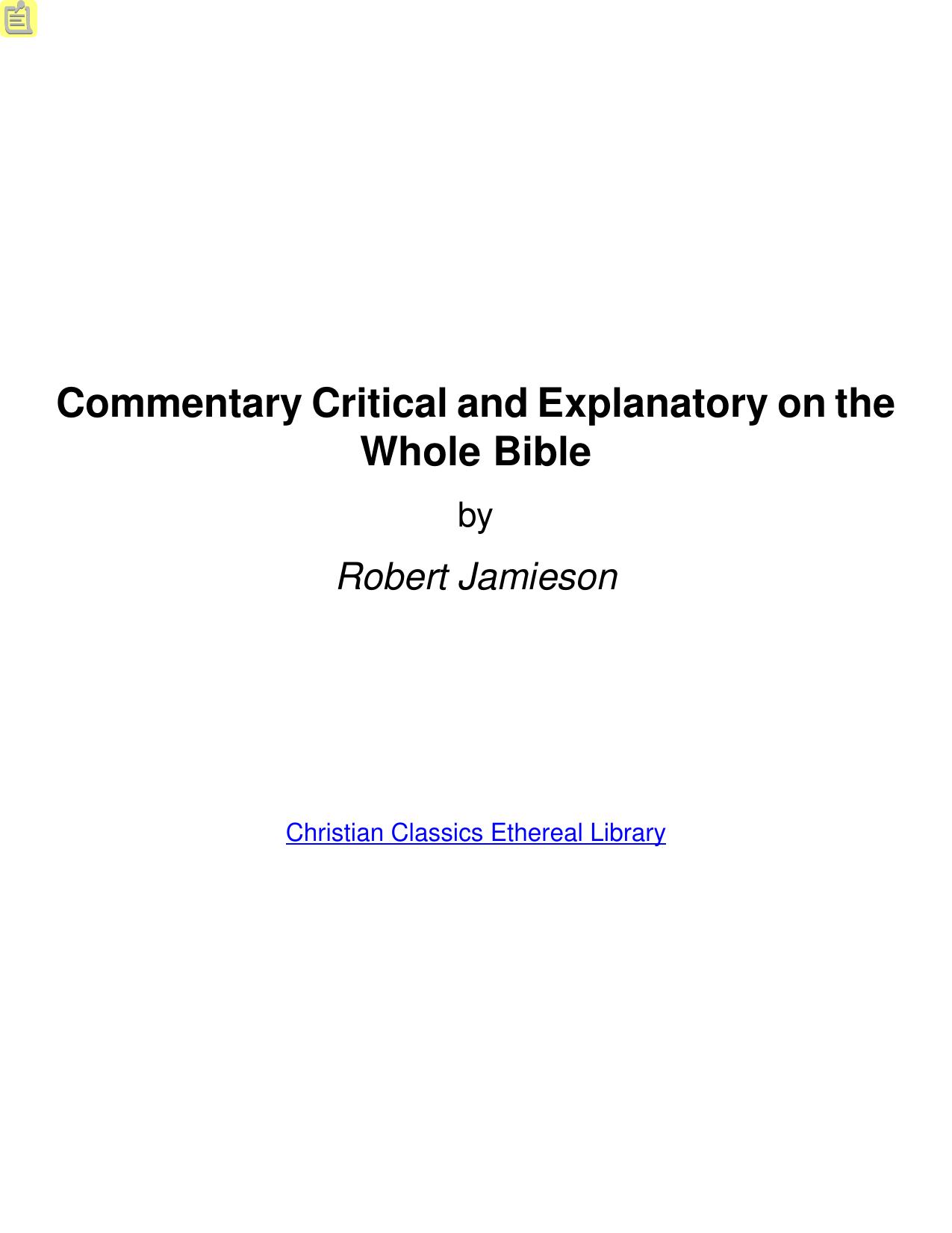 Commentary Critical and Explanatory on the Whole Bible