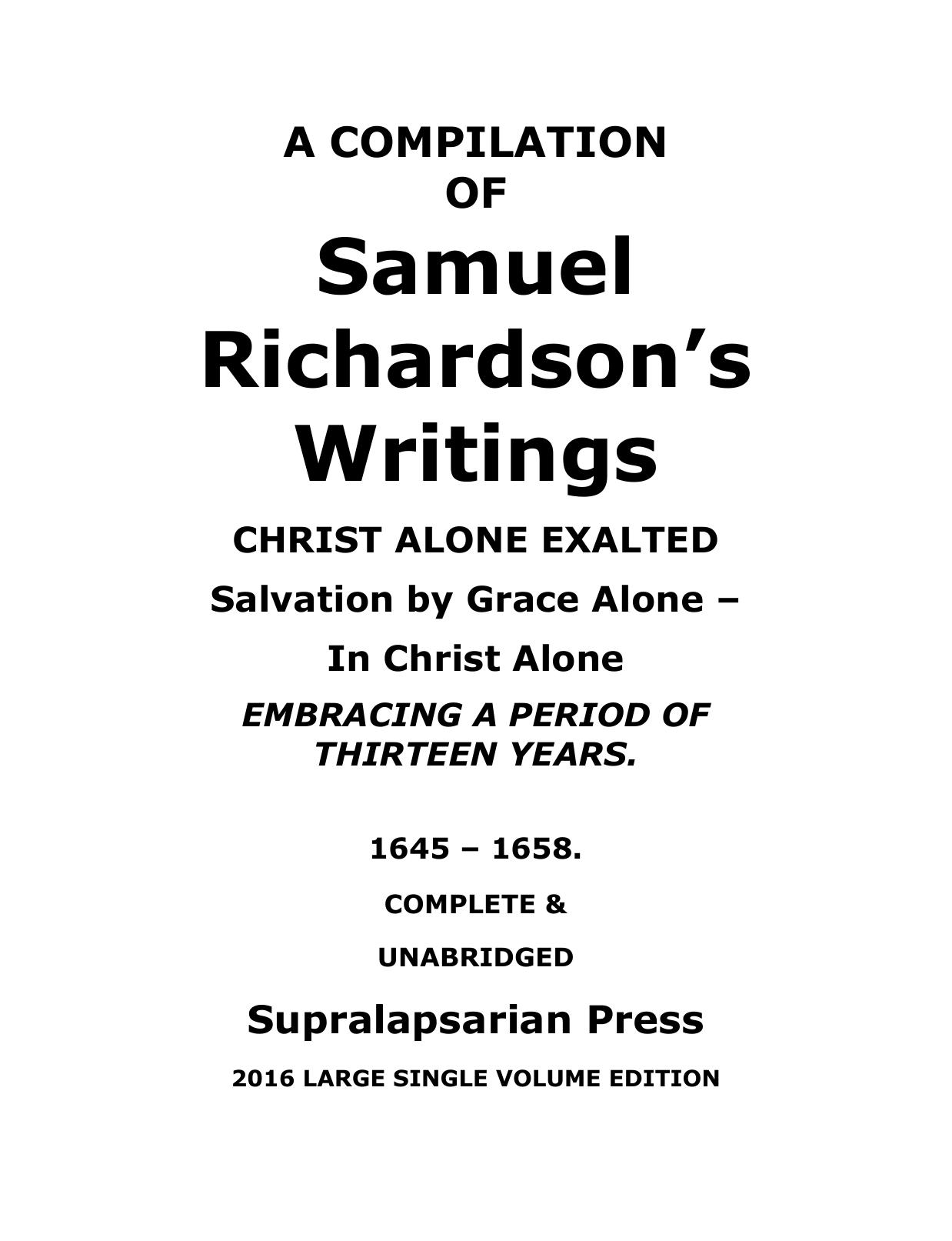 Collected Writtings of Samuel Richardson