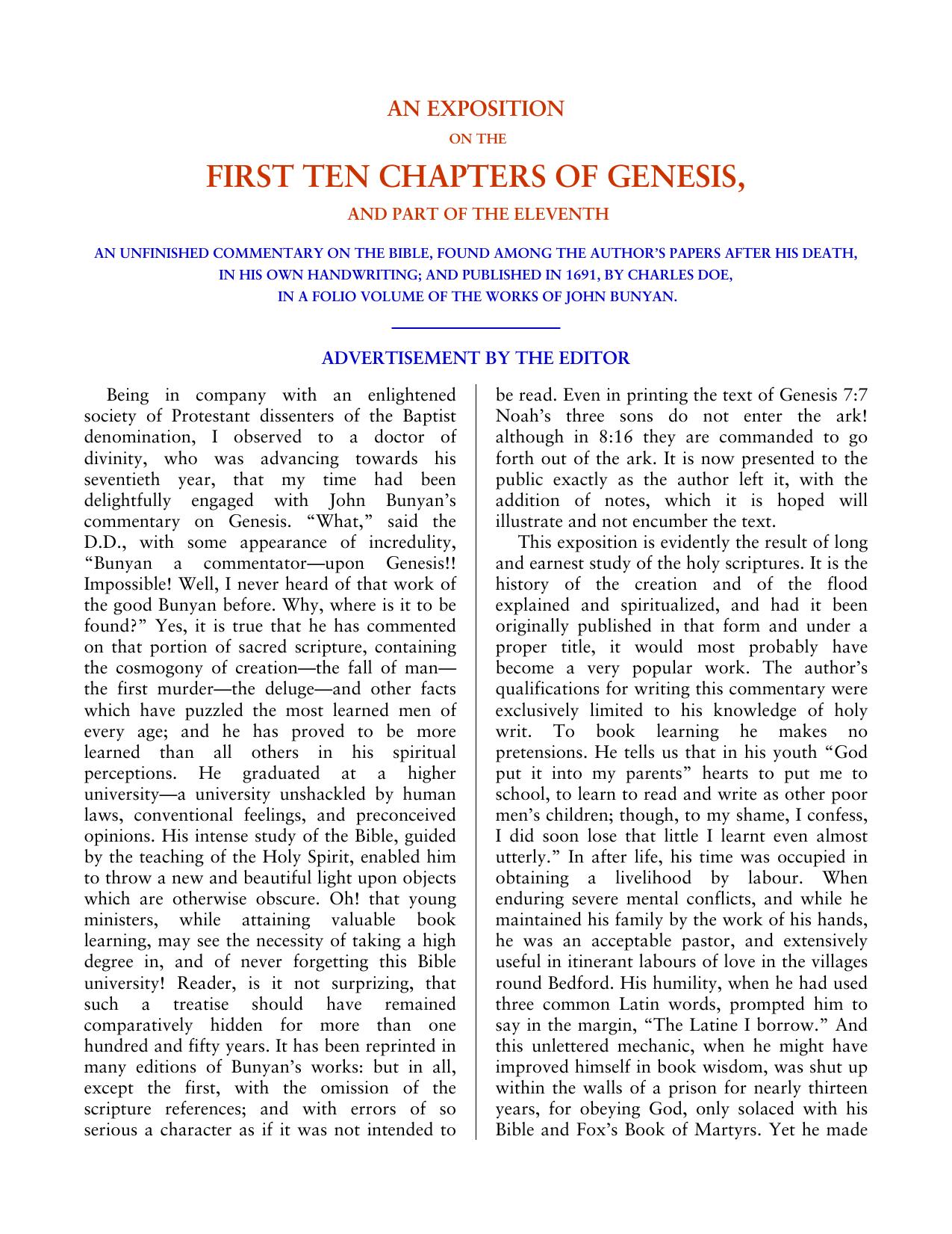 An Exposition of Genesis Chapters 1-10