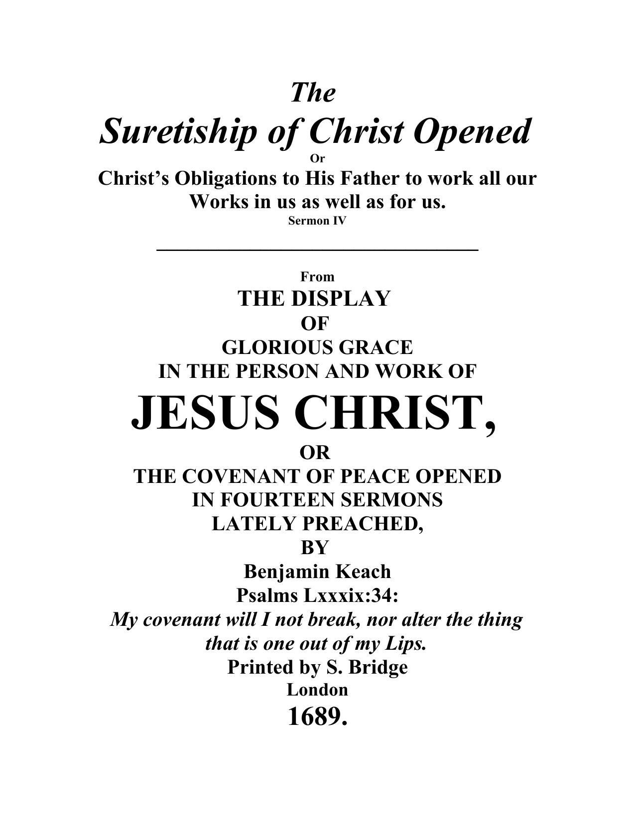 The Suretiship of Christ Opened